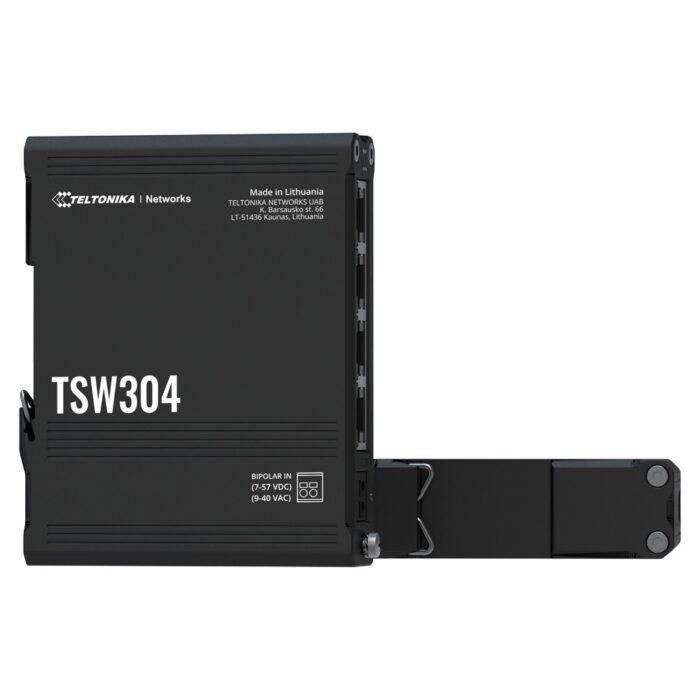 Teltonika Industrial Unmanaged Switch - 4 Ethernet Anschlüsse RJ45 Gigabit - Robustes Aluminium-Gehäuse