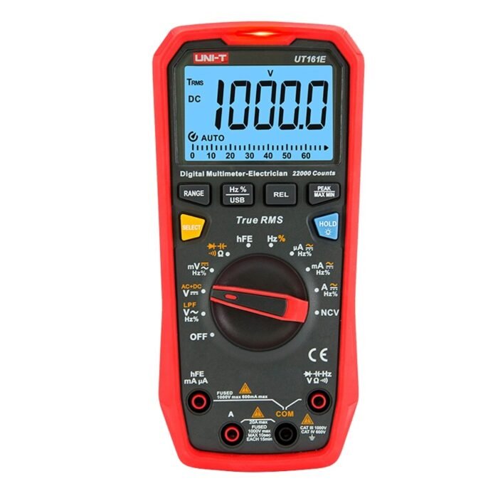 Digitales Multimeter CAT III - LED-Anzeige bis zu 6000 Konten - DC- und AC-Messung bis zu 1000V und 10A - PC-Verbindung - Hohe A
