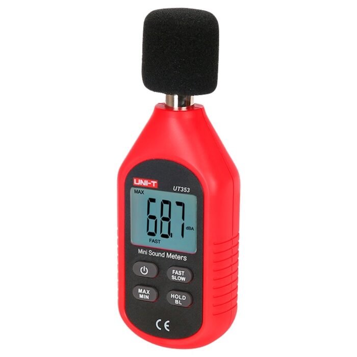 Schallpegelmesser - Erfasst Geräusche bis zu 130 dB mit schneller Reaktion - Hintergrundbeleuchtetes LCD-Display - Ergonomisches