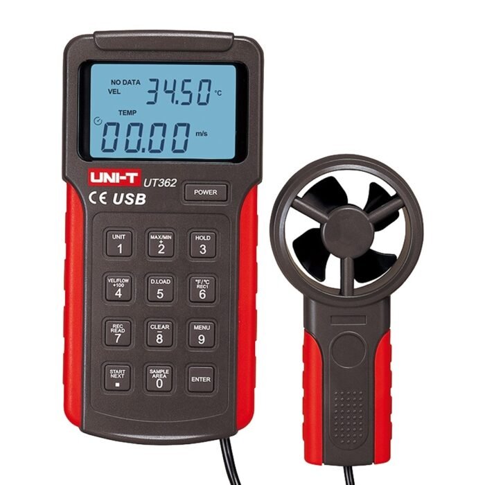 Split-Anemometer - Hochpräziser Windgeschwindigkeitssensor - Temperatursensor - Automatische Abschaltung | Speicher - PC-Anschlu
