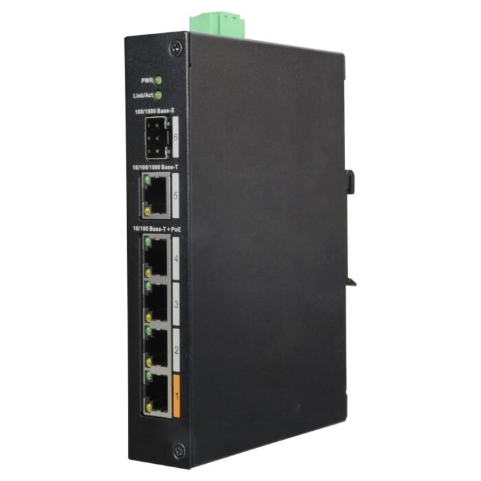 Switch PoE X-Security - 4 PoE-Anschlüsse +1 SFP +1 Gigabit Uplink - Geschwindigkeit 10/100/1000 Mbps - 60W Port 1 / 30W Port 2-4