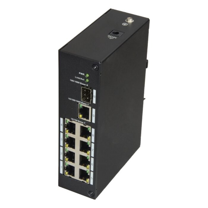 X-Security - Industrieschalter - 8 Anschlüsse RJ45 + 1 Uplink GIGA + 1 SFP - Geschwindigkeit 10/100 Mbps - Plug &amp Play - Ener