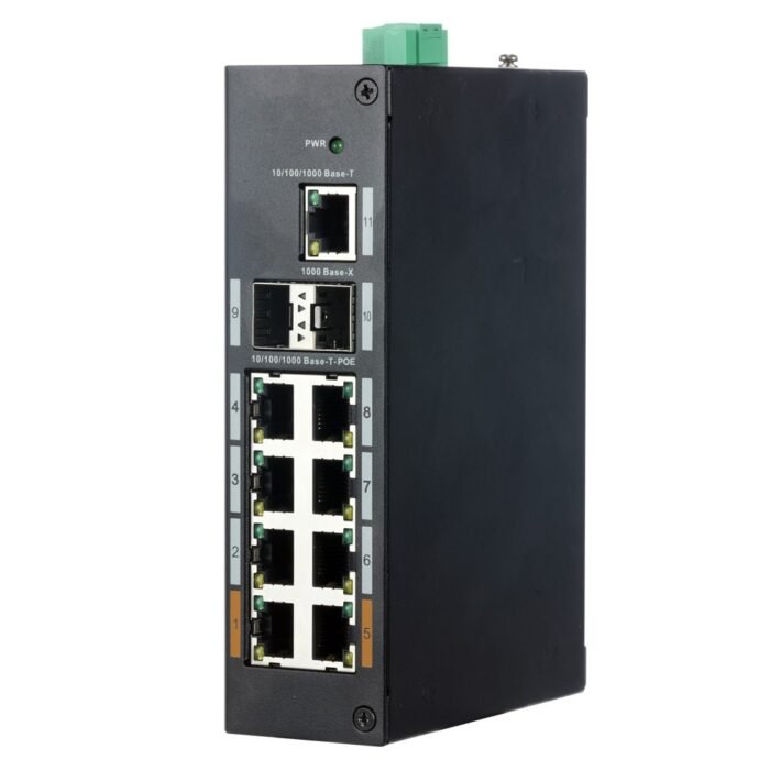Industrieschalter X-Security - 8 Anschlüsse RJ45 + 2 SFP-Anschlüsse + 1 Anschluss RJ45 - Geschwindigkeit 10/100/1000 Mbps - 2x H