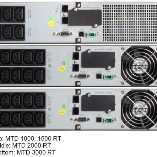 Effekta MTD RT Lineinter. USV,2000VA, 5min bei cos phi 0,7 , MTD2000RT, USB+RS232, Schwarz, Tower/19",