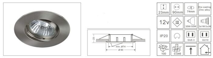 Synergy 21 LED Retrofit GU10 / GX5, 3 Deckeneinbausatz D01-silber - Image 2