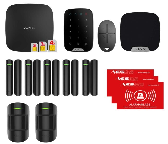 AJAX HUB 2 PLUS - Funk Alarmanlage SET 3, Schwarz