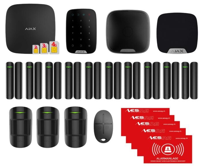 AJAX HUB 2 PLUS - Funk Alarmanlage SET, Schwarz