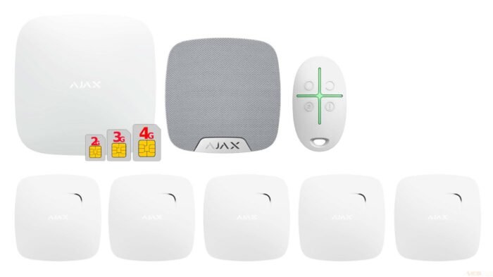 AJAX HUB 2 PLUS - Funk Alarmanlage SET 4,  Weiss