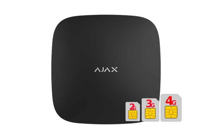 AJAX HUB 2 PLUS - Funk Alarmanlage, 2x4G-GSM, GPRS, WiFi, LAN, Schwarz