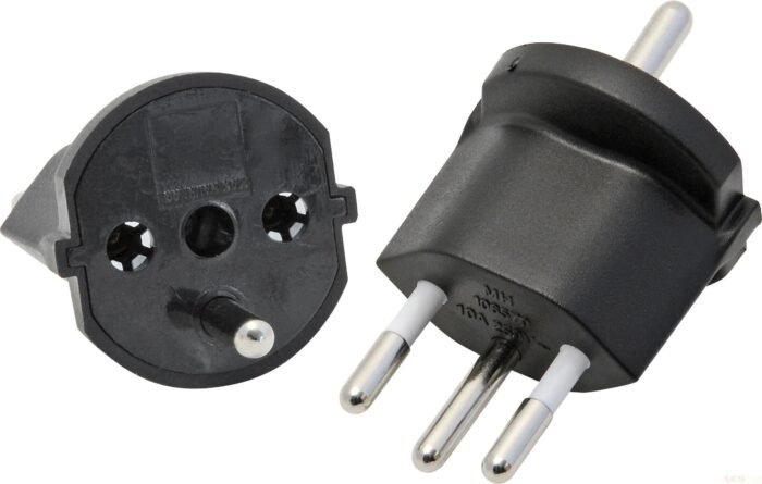 Fix-Adapter D Schuko / CH 3-polig, Schwarz