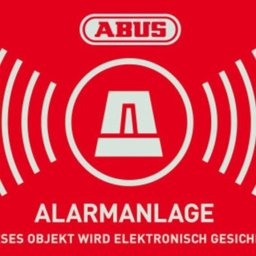 Warn-Aufkleber (Alarm 74x52,5 mm) mit Logo
