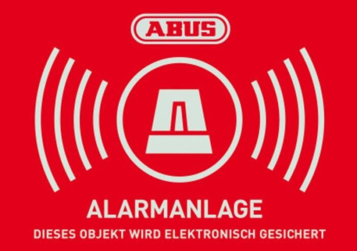 Warn-Aufkleber (Alarm 74x52,5 mm) mit Logo